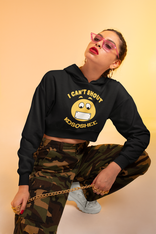 I Can't Shout Female Crop Hoodie